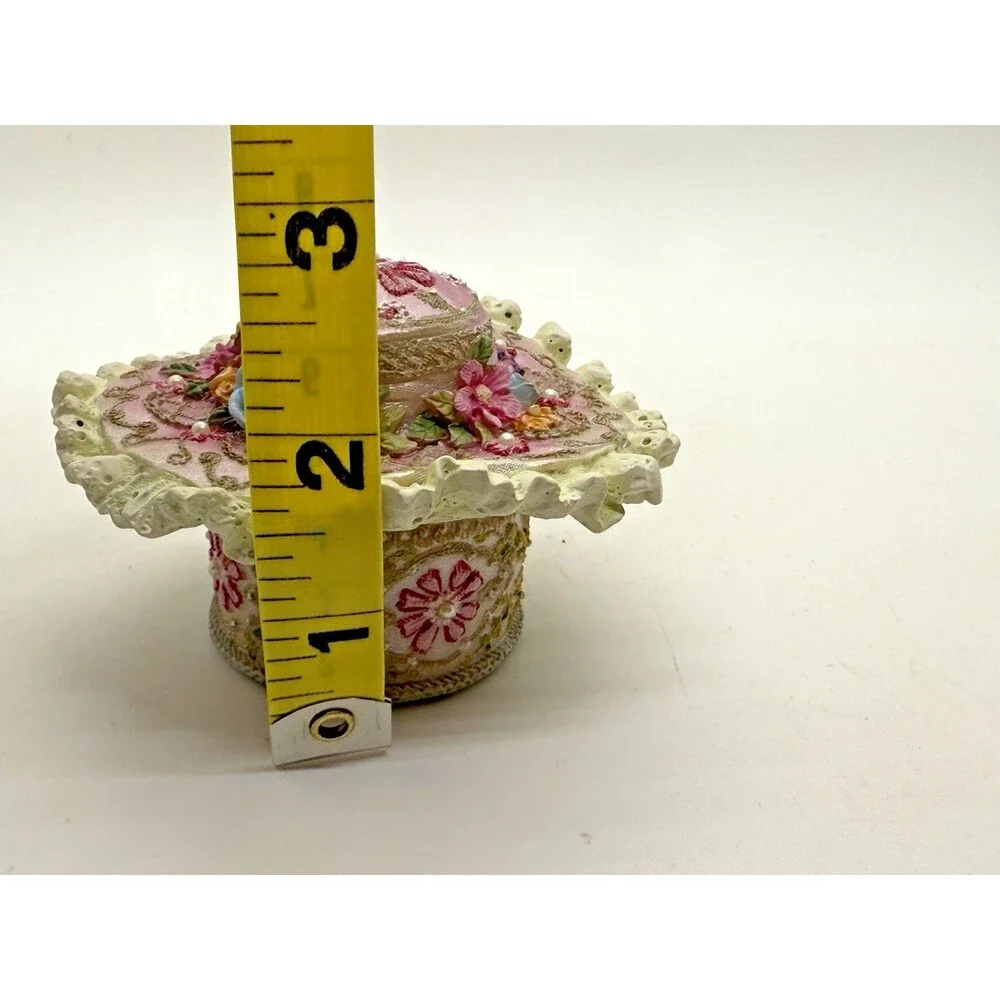 1999 Victorian Floral Hat Trinket Jewelry Box‎ Nostalgic Vintage Rare Hinged NEW